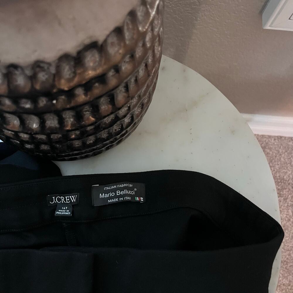 J. Crew Structured Front  Pleat Trouser Dress Pant 16 Tall Black Women’s Plus - Picture 7 of 7